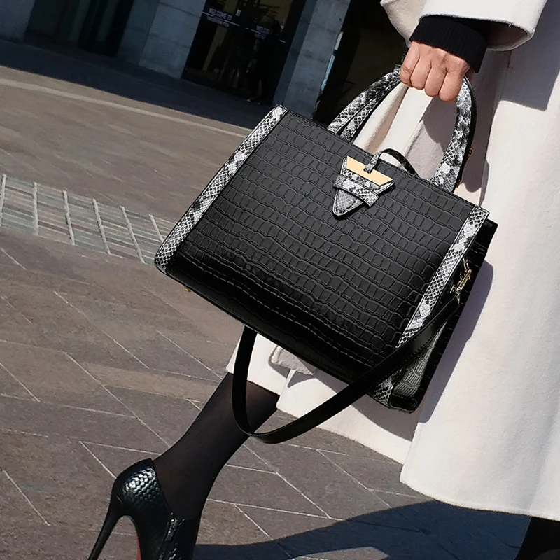 时尚女士包包鳄鱼纹手提包大容量包包斜挎包百搭轻奢单肩包小方包