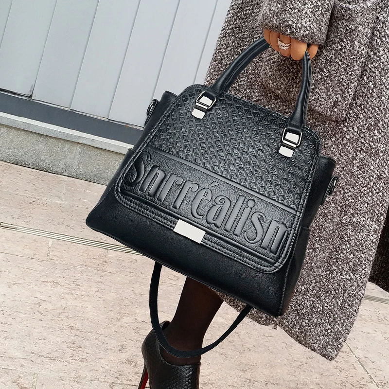 包包2025新款包包大容量托特包单肩手提黑色百搭包时尚字母斜挎包