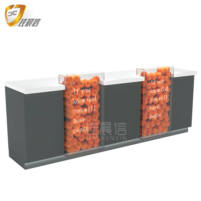 定制玻璃橙子水果店收银台店铺小型便利店大理石超市收款吧台桌
