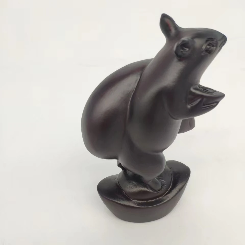 黑檀木  生肖鼠工艺摆件规格8CMX15CM