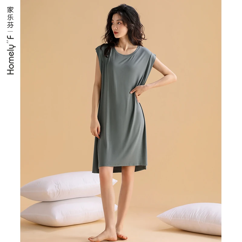 睡裙女士睡衣夏季莫代尔背心无袖长款夏天夏款薄款冰丝休闲可外穿
