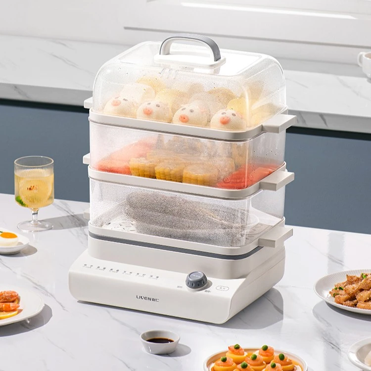 利仁 18L大容量三层电蒸锅DZG-D1818透明家用智能防干烧蒸汽HS