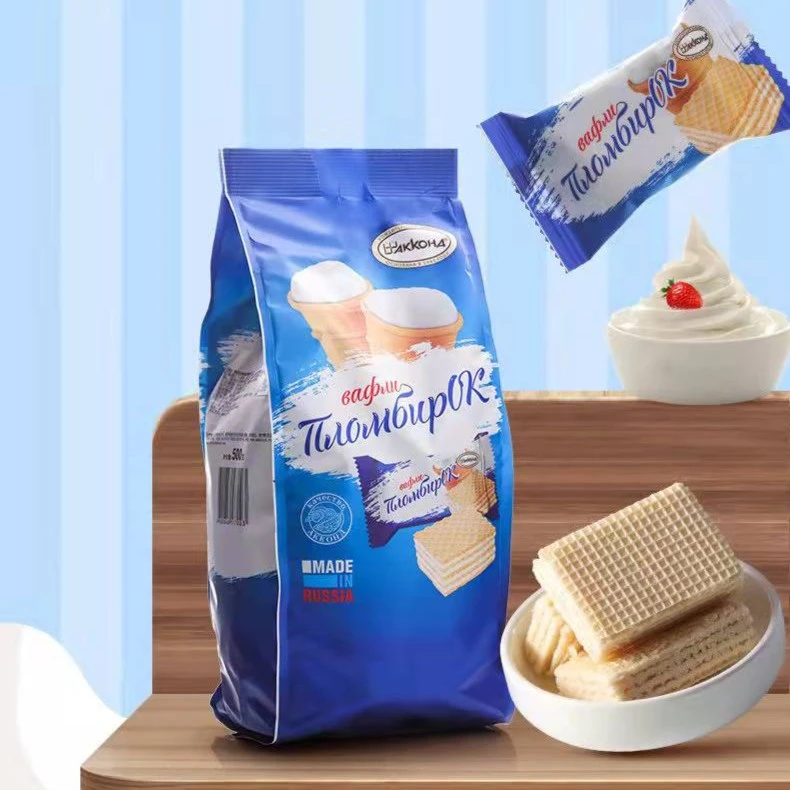 俄罗斯原装进口威化饼干冰激凌味巧克力味酥脆独立小包装408克/袋