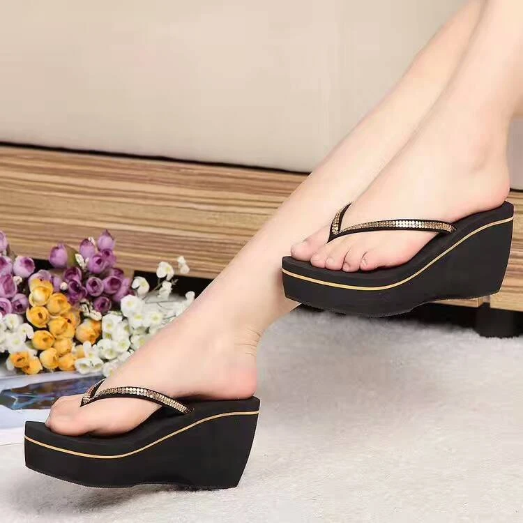 越南平仙品牌高跟坡跟新款增高人字拖时尚潮流厚底经典款式凉拖鞋