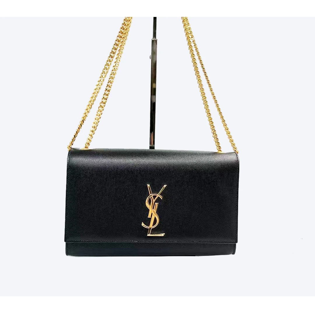95新 YSL/圣罗兰 黑金鱼子酱kate中号链条包Y55