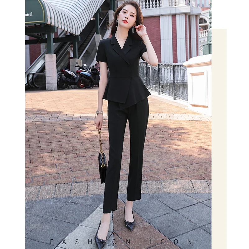 设计感西装套装女薄款气质高端职业套裙美容院工装小众工作服夏季