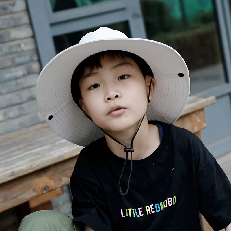 夏令营防紫外线棉质速干户外帽夏天大沿帽儿童大童钓鱼帽防晒男女