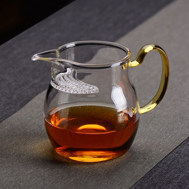 玻璃茶具公道杯过滤网大容量高硼硅月牙公道杯耐热分茶器水杯大号