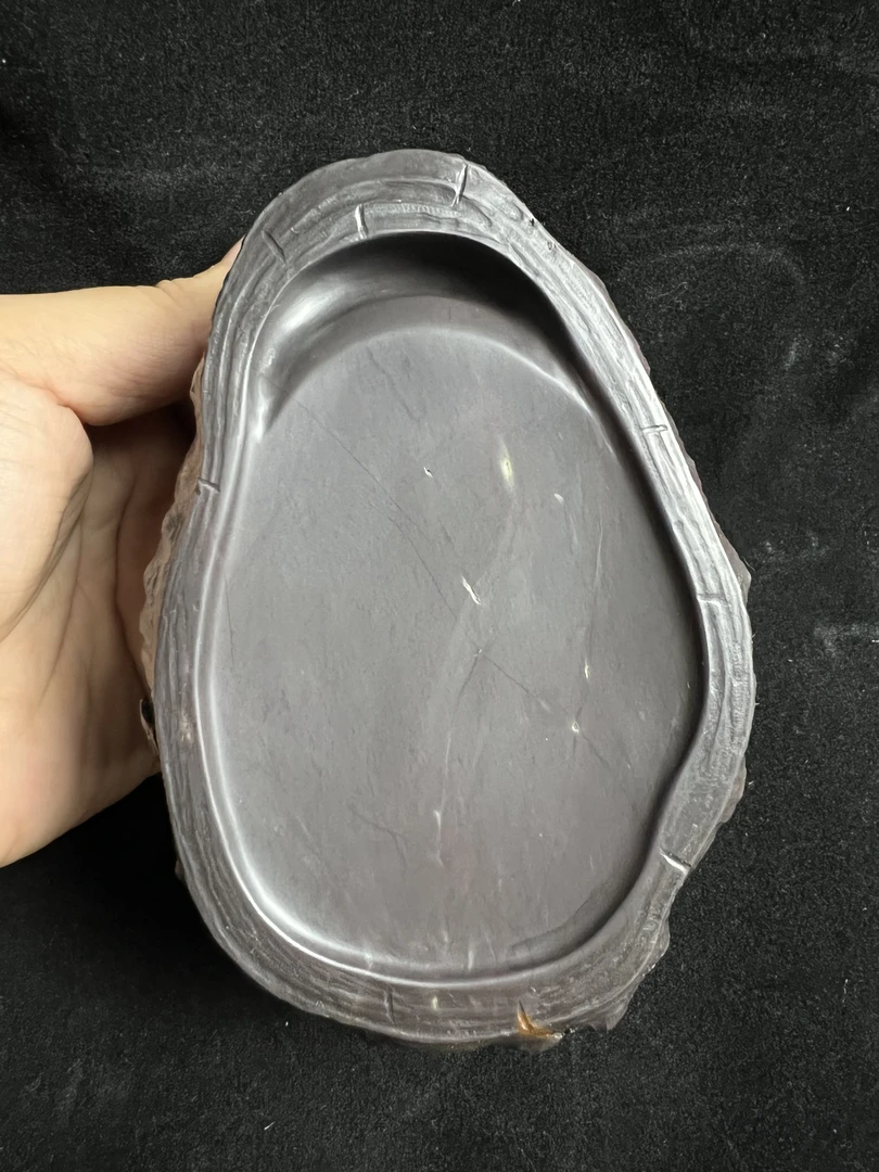精品端砚《灵芝砚》麻子坑，尺寸：11.5x7.5x6.8cm