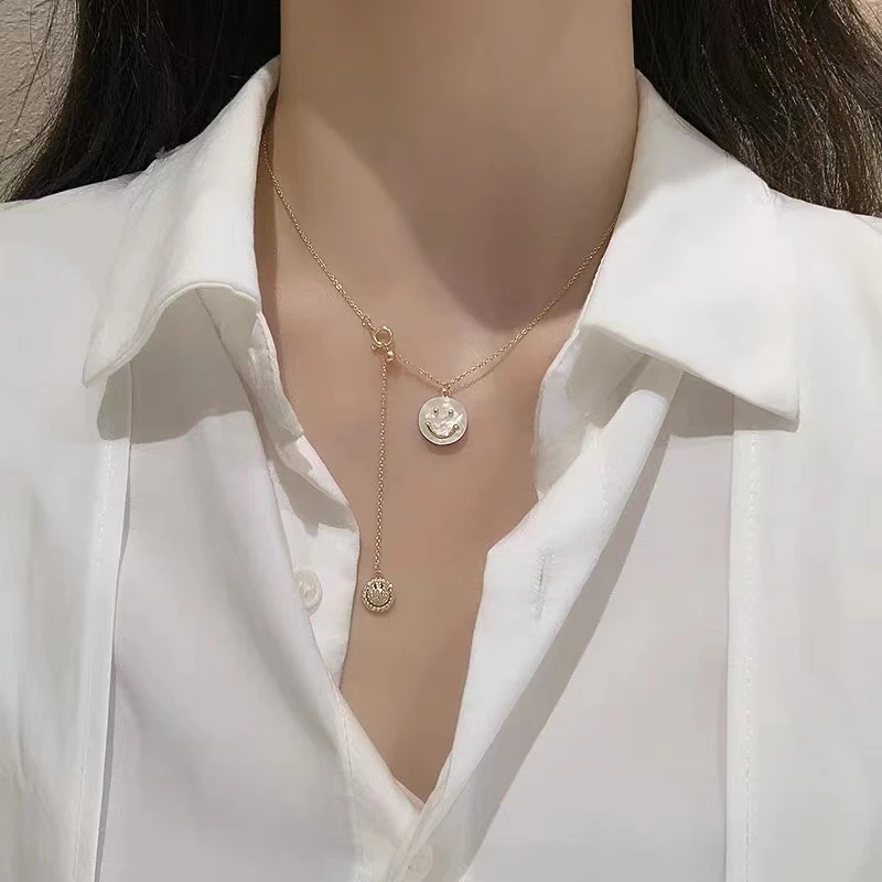 铜合金项链 素款项链新款笑脸项链简约百搭款首饰女款锁骨项链