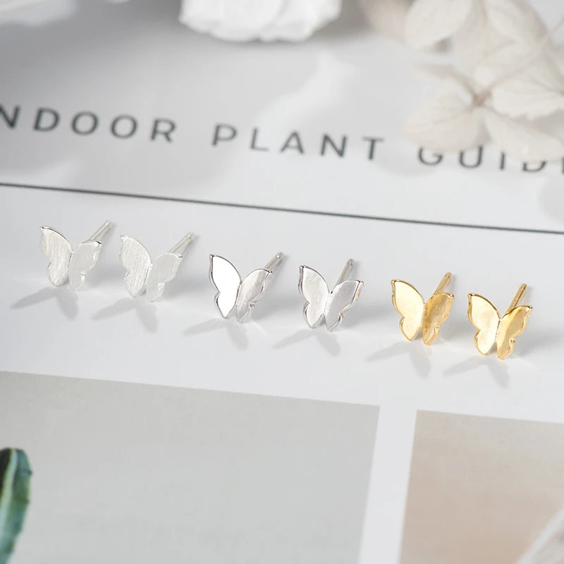 金美澳 925银耳饰 蝴蝶耳钉小巧清新超仙耳骨环气质简约冷淡风