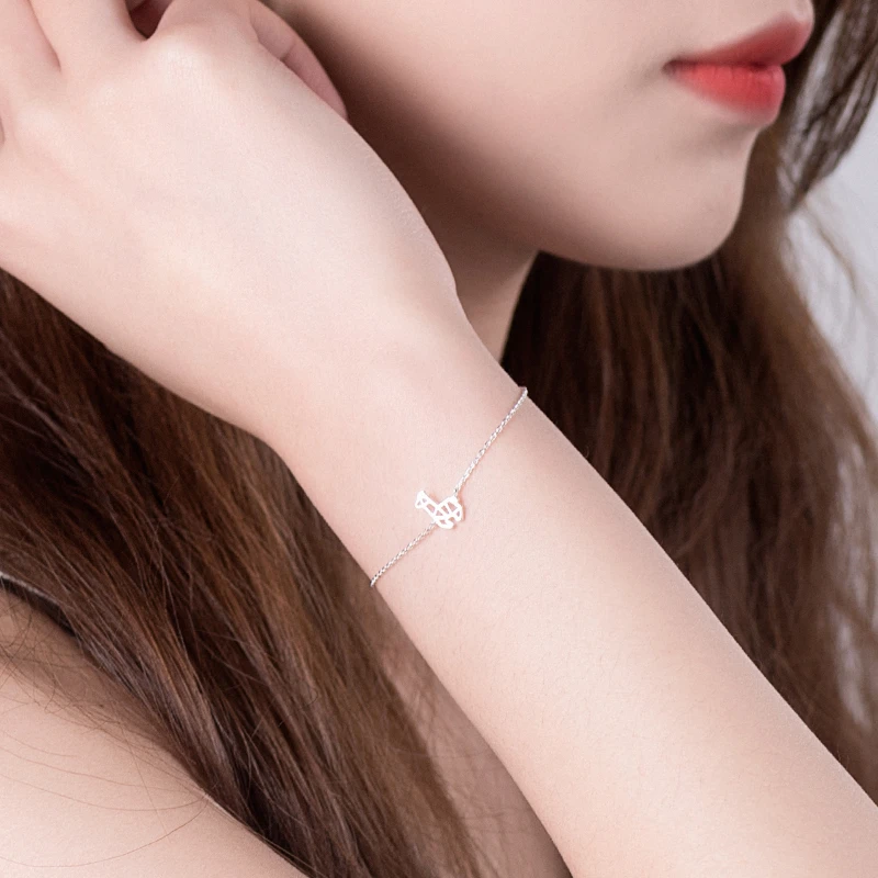 金美澳 925银手链 闺蜜女生配饰ins韩版情商手链冷淡风可刻字礼物