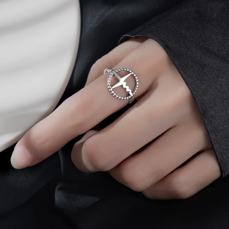 金美澳 925银戒指 轻奢小众设计女生时尚个性冷淡风高级食指尾戒