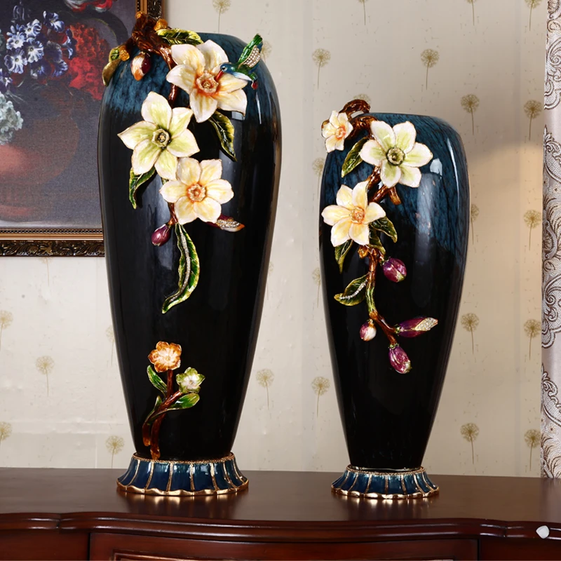 新中式创意轻奢复古花瓶桌面客厅办公室玄关美式电视柜装饰品摆件