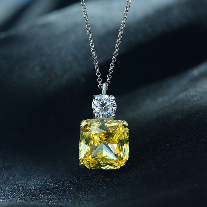 ZCY/子成说 坠链均925银合成锆石 轻奢黄色钻项链 29ct SPXL027