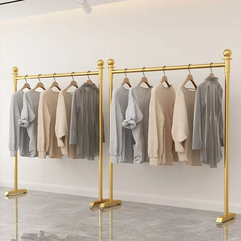 简约服装店金色展示架落地式挂衣架童装女装货架陈列架摆摊架子
