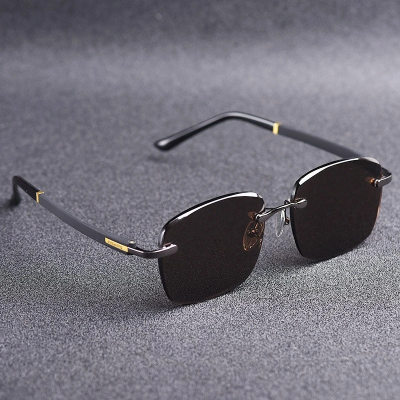 天然水晶眼镜大号方形无框男士开车镜润眼清凉开车遮光高清晰墨镜