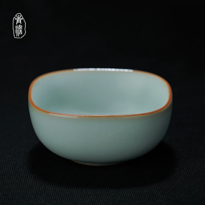 汝窑四方杯70ml  景德镇陶瓷汝瓷品茗杯茶杯茶盏主人杯单杯