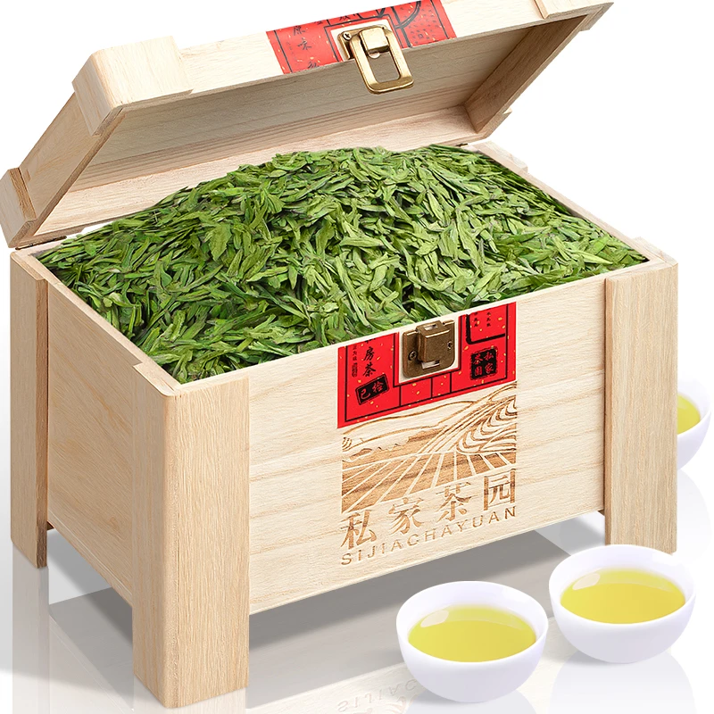 福茗源绿茶特级龙井茶2024明前新茶春茶嫩芽中秋木箱礼盒装500g