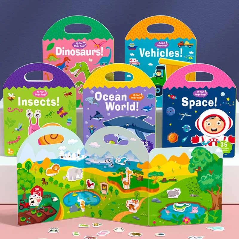 儿童手提果冻贴纸书2宝宝专注力训练益智玩具3-6岁儿童益智贴画