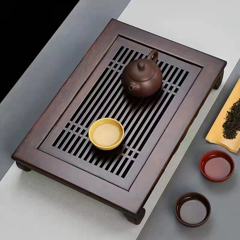 竹制茶盘家用简约功夫茶具小型托盘轻奢现代干泡排水茶海小茶台