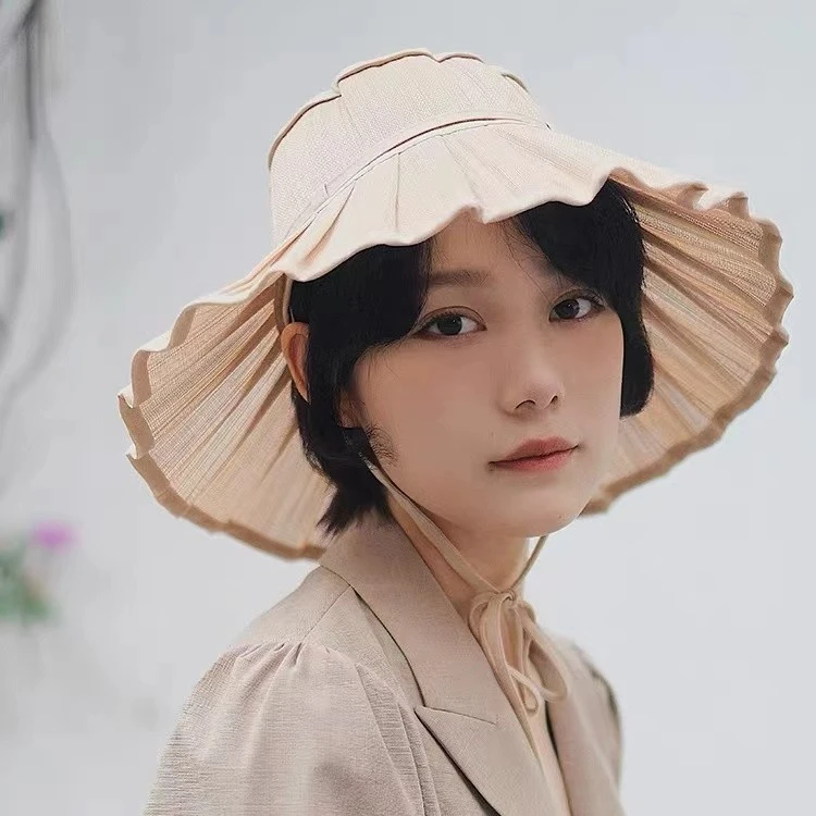 百褶可折叠荷叶边遮阳帽 叶叶305