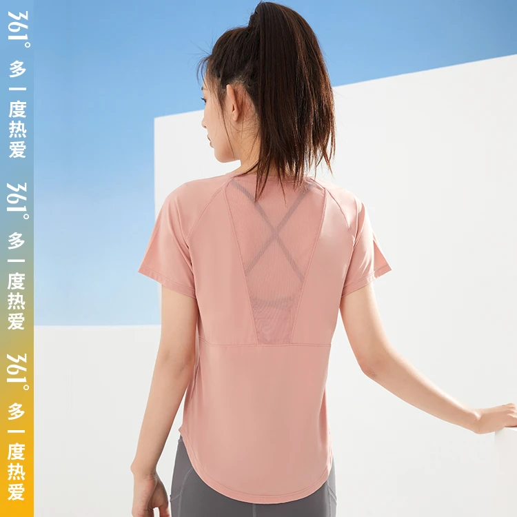 361°瑜伽服女夏晨跑步运动短袖健身T恤宽松透气高端专业训练上衣