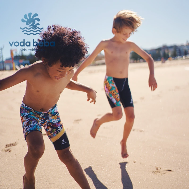 VODA BEBA儿童专业游泳训练五分男童男孩青少年中大童平角泳裤
