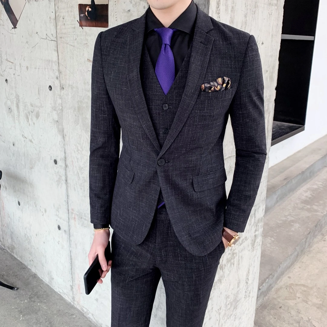 男士修身单扣西服 弹力面料西装套装 新郎西服套装 XZ337