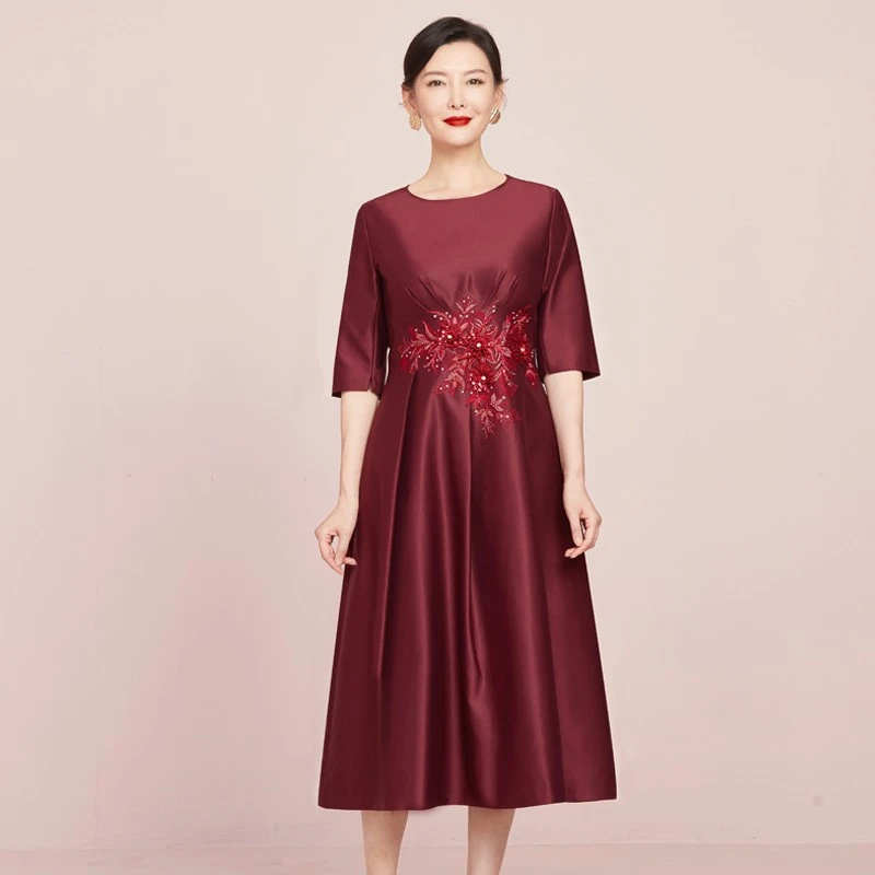 HQL/翰茜澜妈妈婚宴礼服婚礼婚礼服高贵大码连衣裙参加结婚喜婆婆