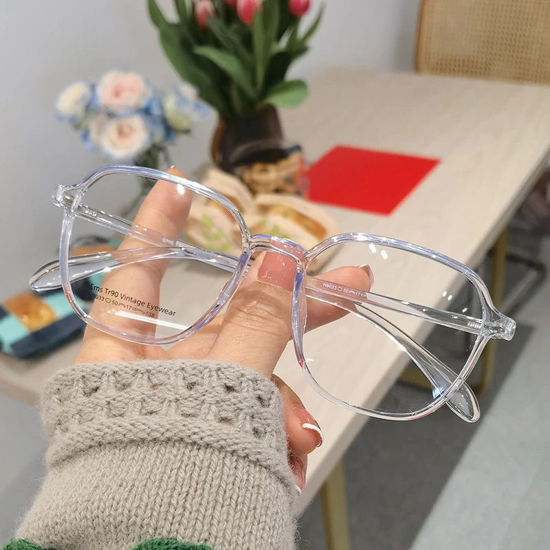 9033 TR90大框眼镜女近视平光透明眼镜框轻款大脸黑框显瘦显脸小