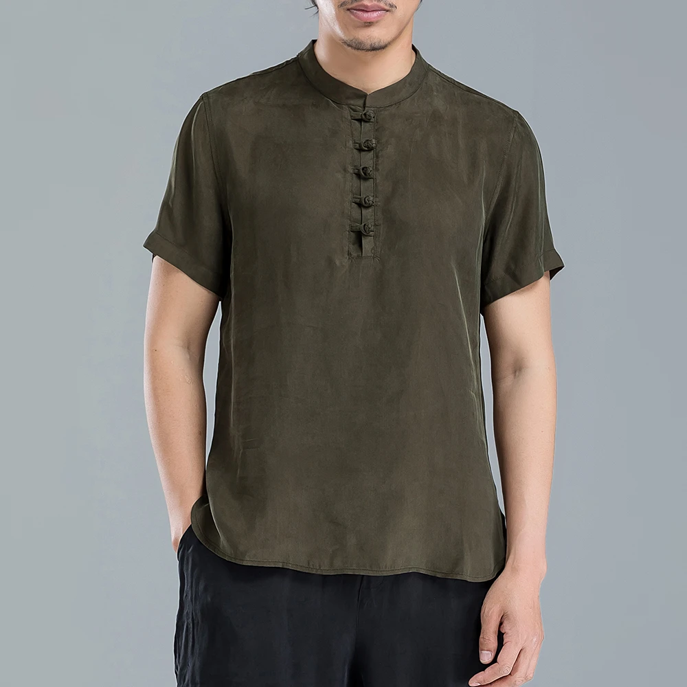 男士夏季铜氨丝国潮短袖699套头中国风T恤上衣男装