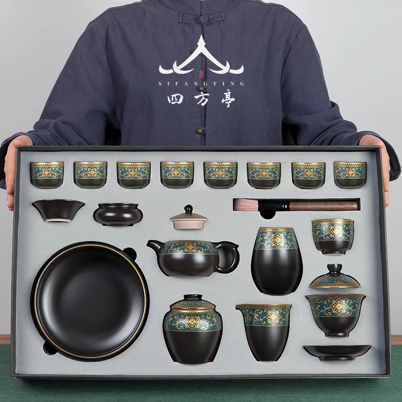 盖碗功夫茶具套装茶壶轻奢家用茶杯陶瓷高档礼盒泡茶整套全套礼物