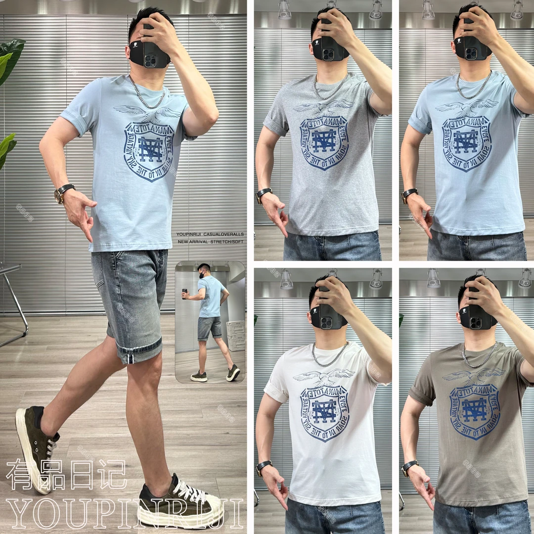 美式飞鹰字母短袖T恤复古阿美咔叽重磅棉潮牌男士圆领夏季新爆款