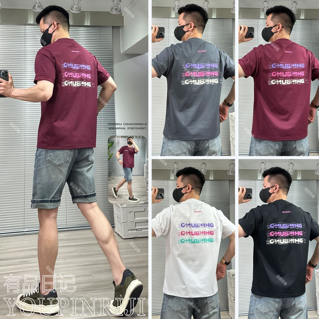 潮牌OHR字母印花短袖T恤美式宽松版纯圆领重磅棉男士夏季新爆款