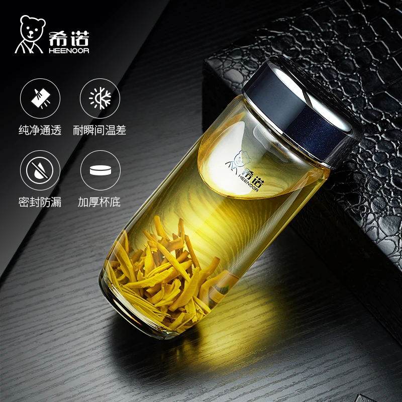希诺单层烫手单层鹅蛋抗菌玻璃杯大容量商务办公高档男士便携