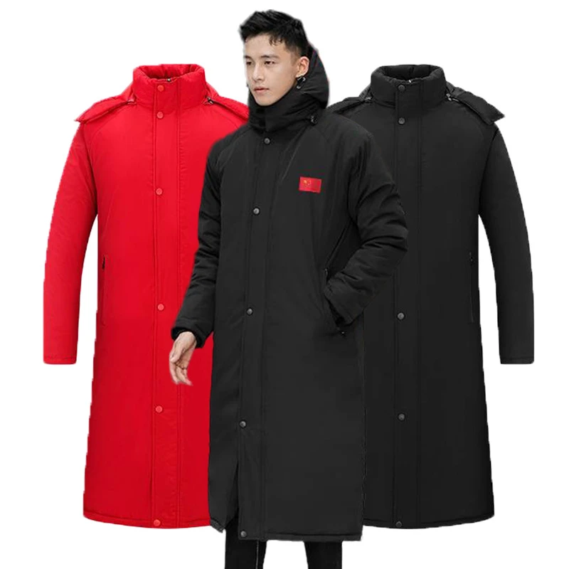 国服冬装棉衣男中长款冬季加厚服情侣运动棉袄保暖大衣外套印字
