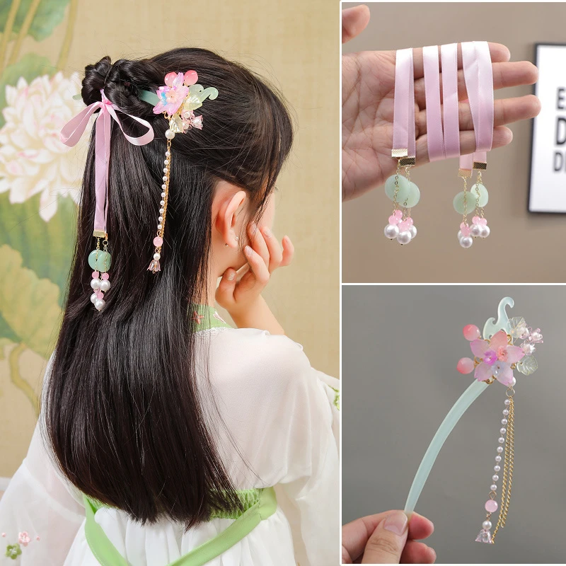 儿童汉服头饰簪子女童盘头发发簪古风中国风步摇古装发钗发饰女孩