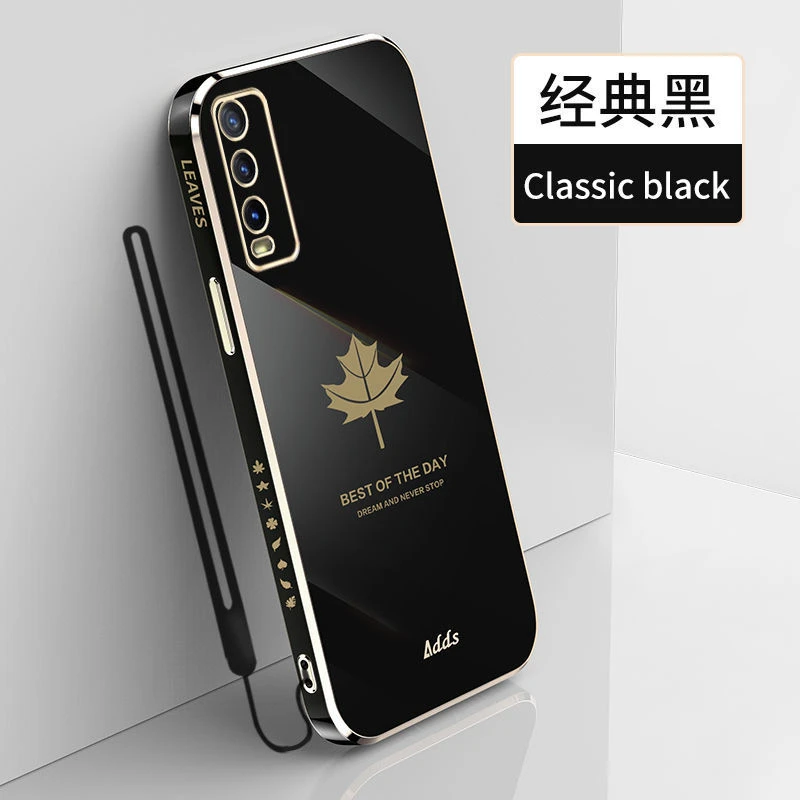 vivoY30手机壳Y30g新款直边电镀枫叶超薄软壳V2034A硅胶套防摔潮