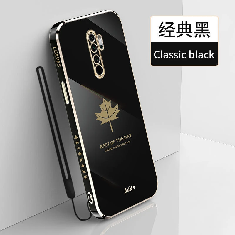 红米note8pro手机壳新款直边电镀枫叶Redminote8pro全包边硅胶套