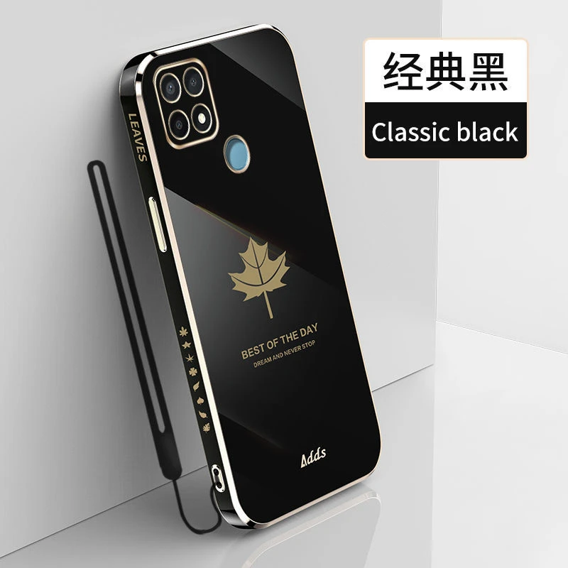 OPPOA35手机壳5G男女新款枫叶直边电镀软硅胶PEFM00防摔保护套潮
