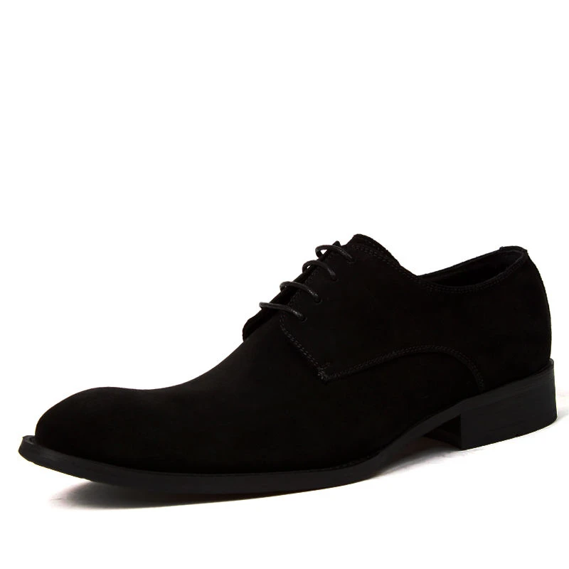 欧版时尚磨砂休闲男鞋 商务英伦尖头皮鞋 男士真皮翻毛反绒皮鞋