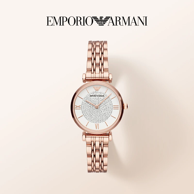 【店铺热销】Emporio Armani阿玛尼玫瑰金满天星时尚手表女AR11244
