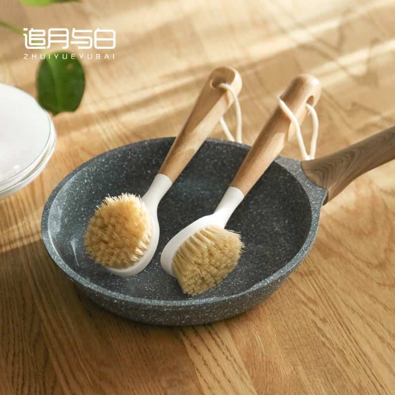 追月与白家用厨房剑麻长柄清洁刷榉木洗锅刷不沾油清洁刷子清洁刷