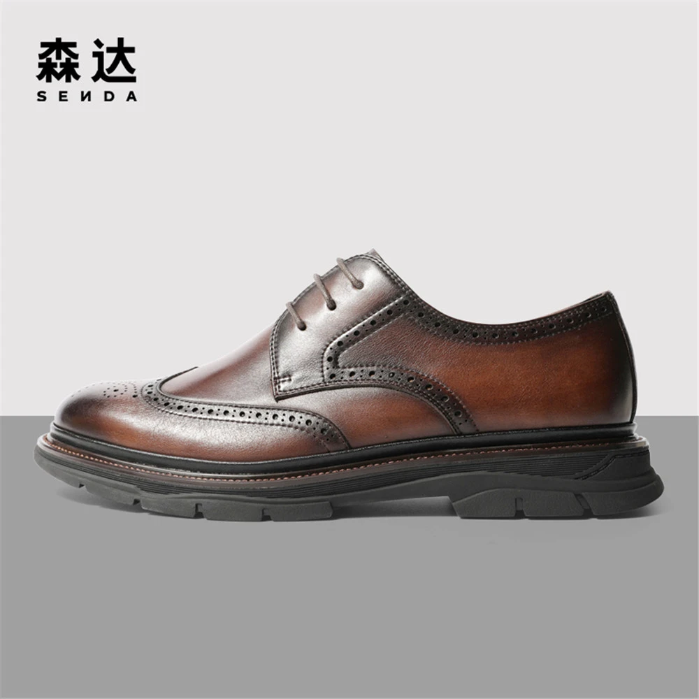 森达复古商务皮鞋男秋季经典布洛克时尚英伦风舒适正装鞋ZY425CM2