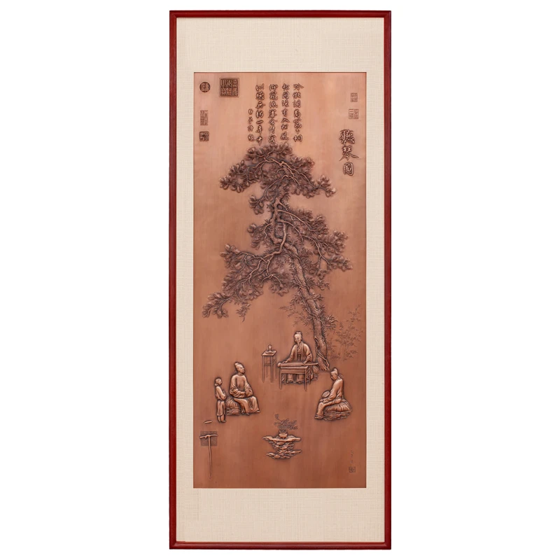 听琴图 手工錾刻铜板画