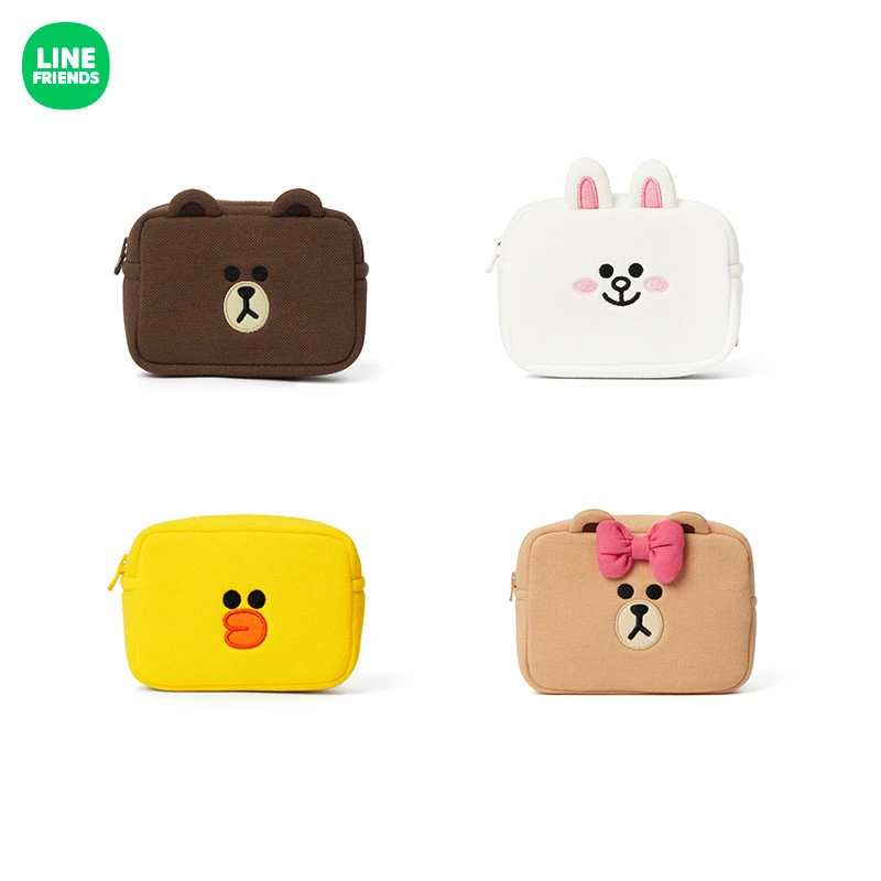 LINE FRIENDS 布朗熊卡通动漫周边萌趣 多功能收纳包迷你化妆包