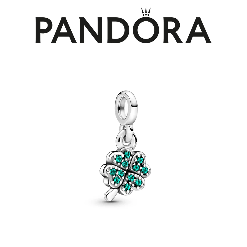 PANDORA/潘多拉 吊坠925银 绿色时尚迷你四叶草吊饰百搭&高能感