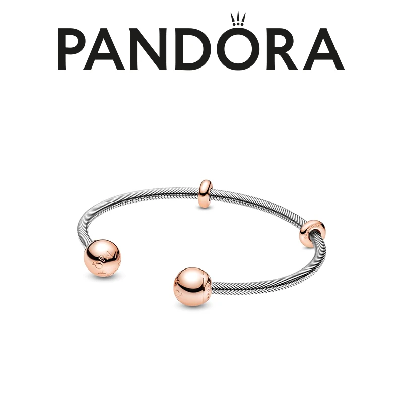 PANDORA/潘多拉 925银手镯 蛇形链金色开口式银手镯个性小众时尚