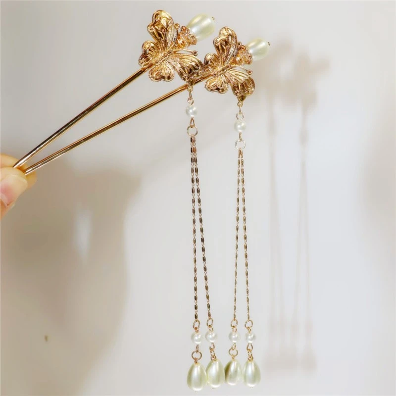 蜀梦阁步摇蝴蝶发簪流苏盘发步摇蝴蝶后压旗袍仙气额百搭古风配饰